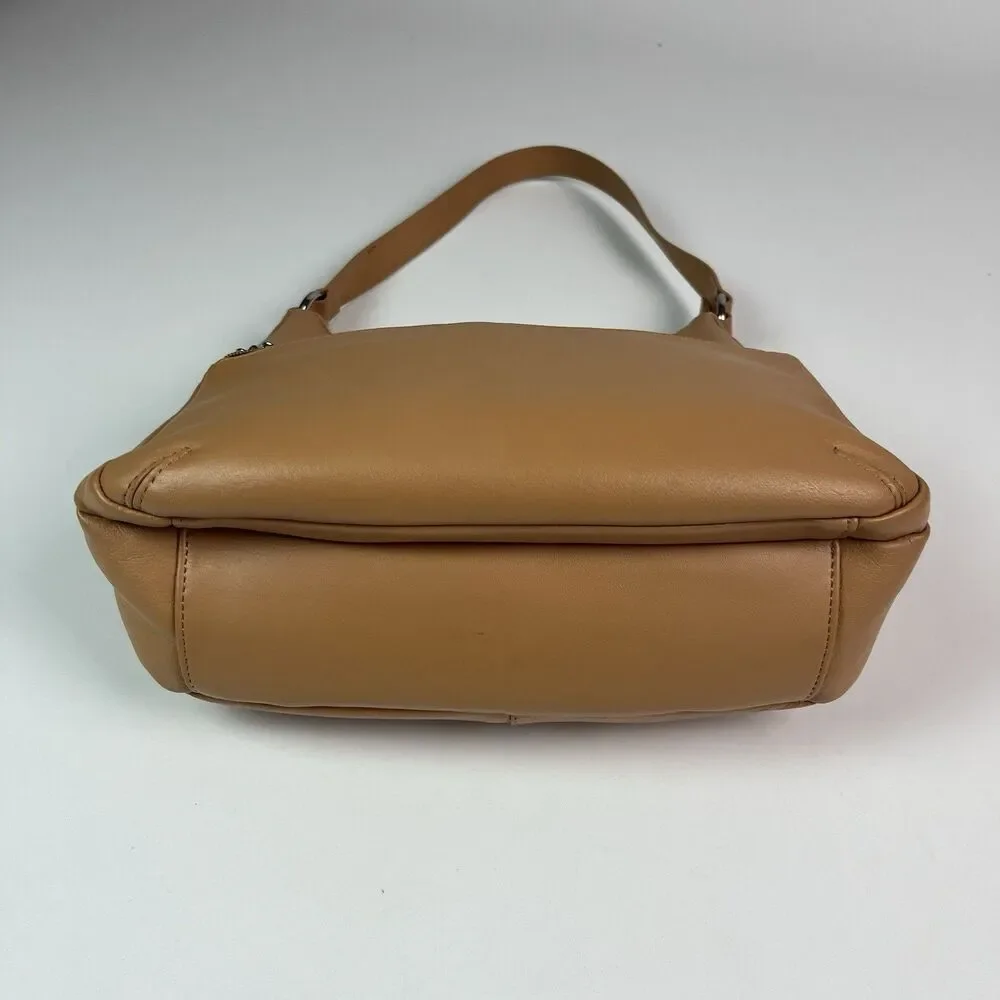GIANI BERNINI Napa Leather Hobo Shoulder Bag Tan Classic Minimalist Preppy Retro